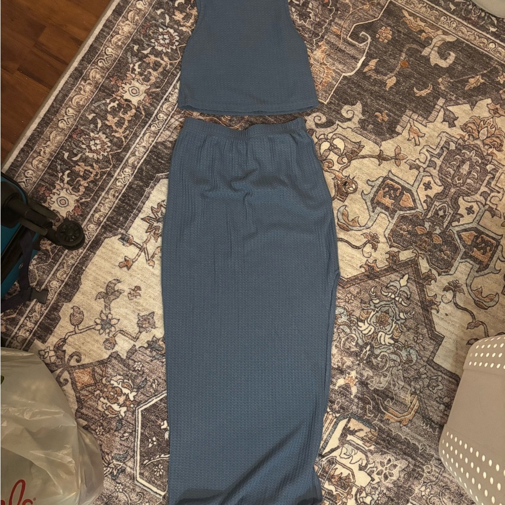 SHEIN Blue Two-Piece Skirt Set